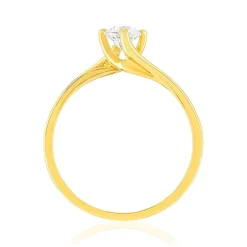 Solitaire or 750 jaune diamant synthétique 0,4 carat