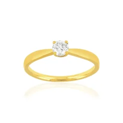 Solitaire or jaune 750 diamant synthétique 0.29 carat