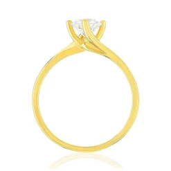 Solitaire or 750 jaune diamant synthétique 0,7 carat
