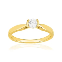 Solitaire or 750 jaune diamant synthétique 0.25 carat