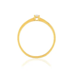 Solitaire or jaune 750 diamant synthétique 0.08 carat