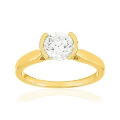 Solitaire or 750 jaune diamant synthétique 1 carat