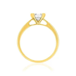 Solitaire or 750 jaune diamant synthétique 0.7 carat