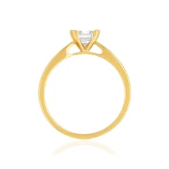 Solitaire or 750 jaune diamant synthétique 0.5 carat