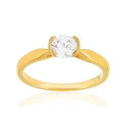 Solitaire or 750 jaune diamant synthétique 0.5 carat