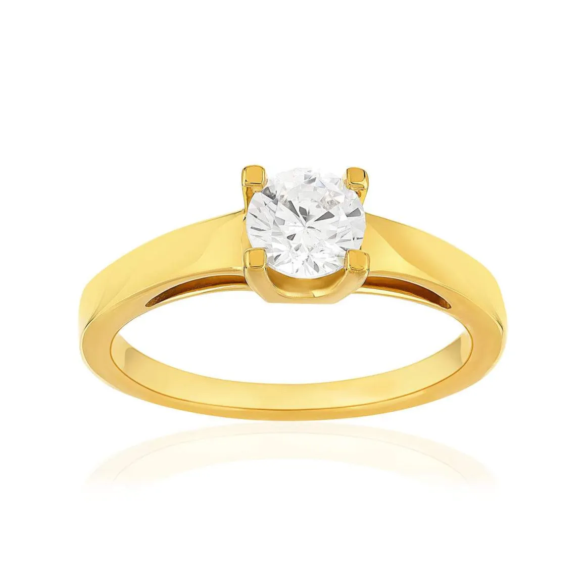 Solitaire or 750 jaune diamant synthétique 0,7 carat