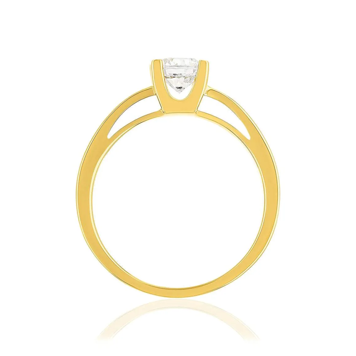 Solitaire or 750 jaune diamant synthétique 0,7 carat