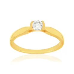 Solitaire or 750 jaune diamant synthétique 0.2 carat