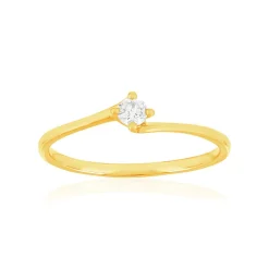 Solitaire or 750 jaune diamant synthétique 0,1 carat