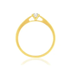 Solitaire or 750 jaune diamant synthétique 0.1 carat