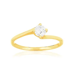 Solitaire or 750 jaune diamant synthétique 0,3 carat