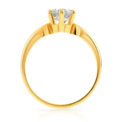 Solitaire or 750 jaune diamant synthétique 1 carat